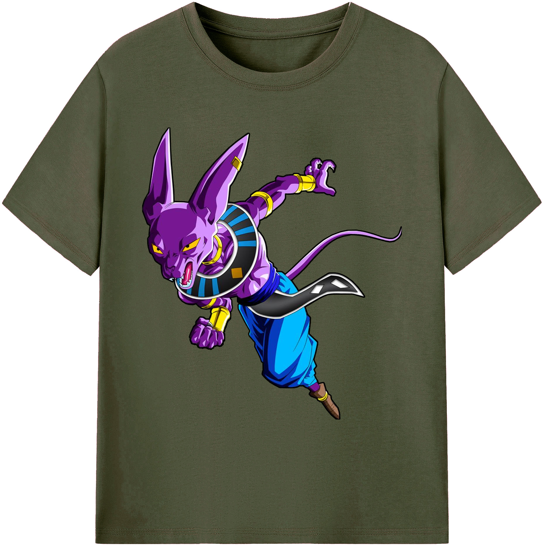 （画像用） ドラゴンボール ビルス 破壊神ビルス DRAGON BALL Beerus Birusu 綿100％ メンズ半袖Tシャツ｜肌触りやわらか＆通気性